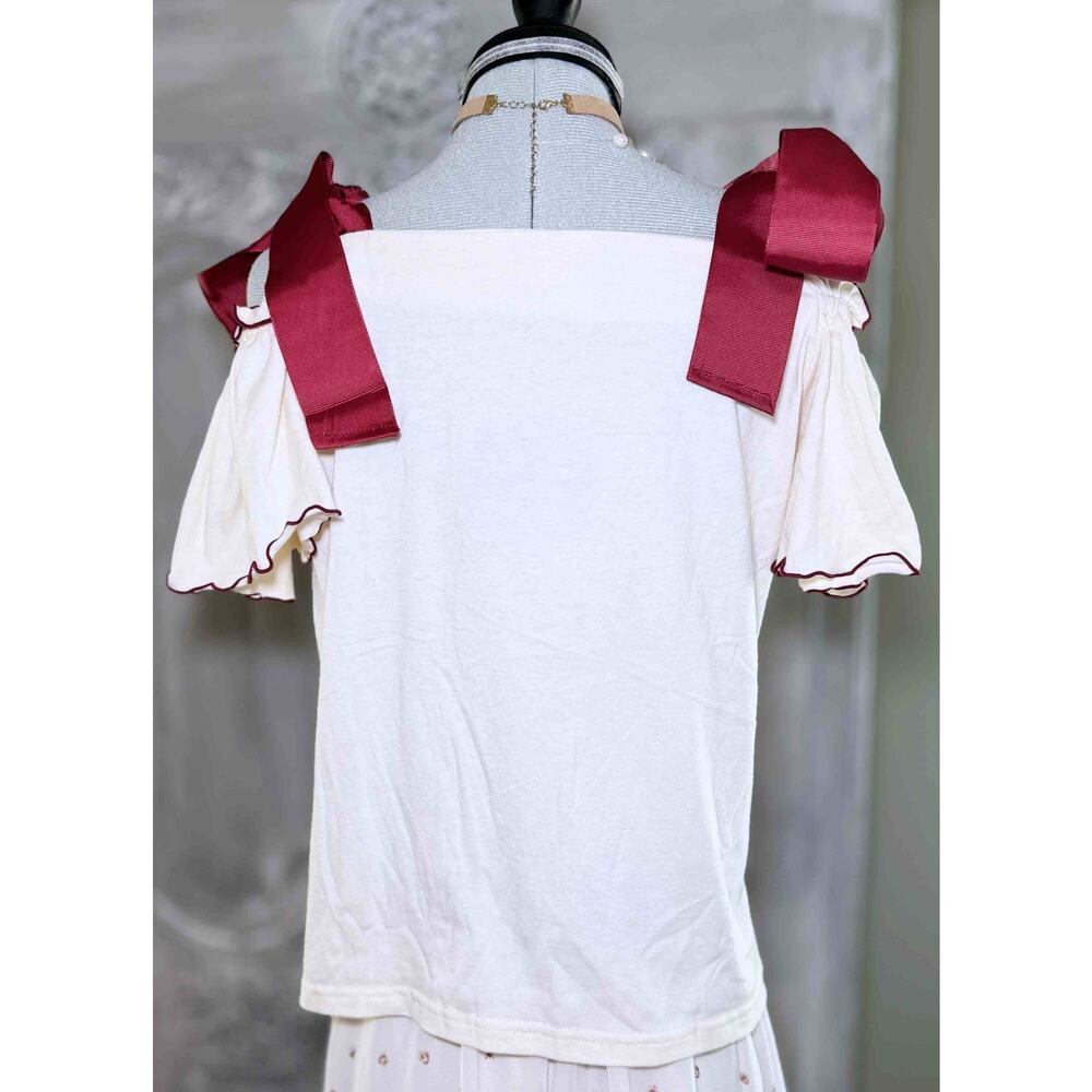 Liz Lisa Off Shoulder Ribbon Print Top Jfashion Gyaru Himekaji Shoujo Girl Japan - Picture 7 of 15